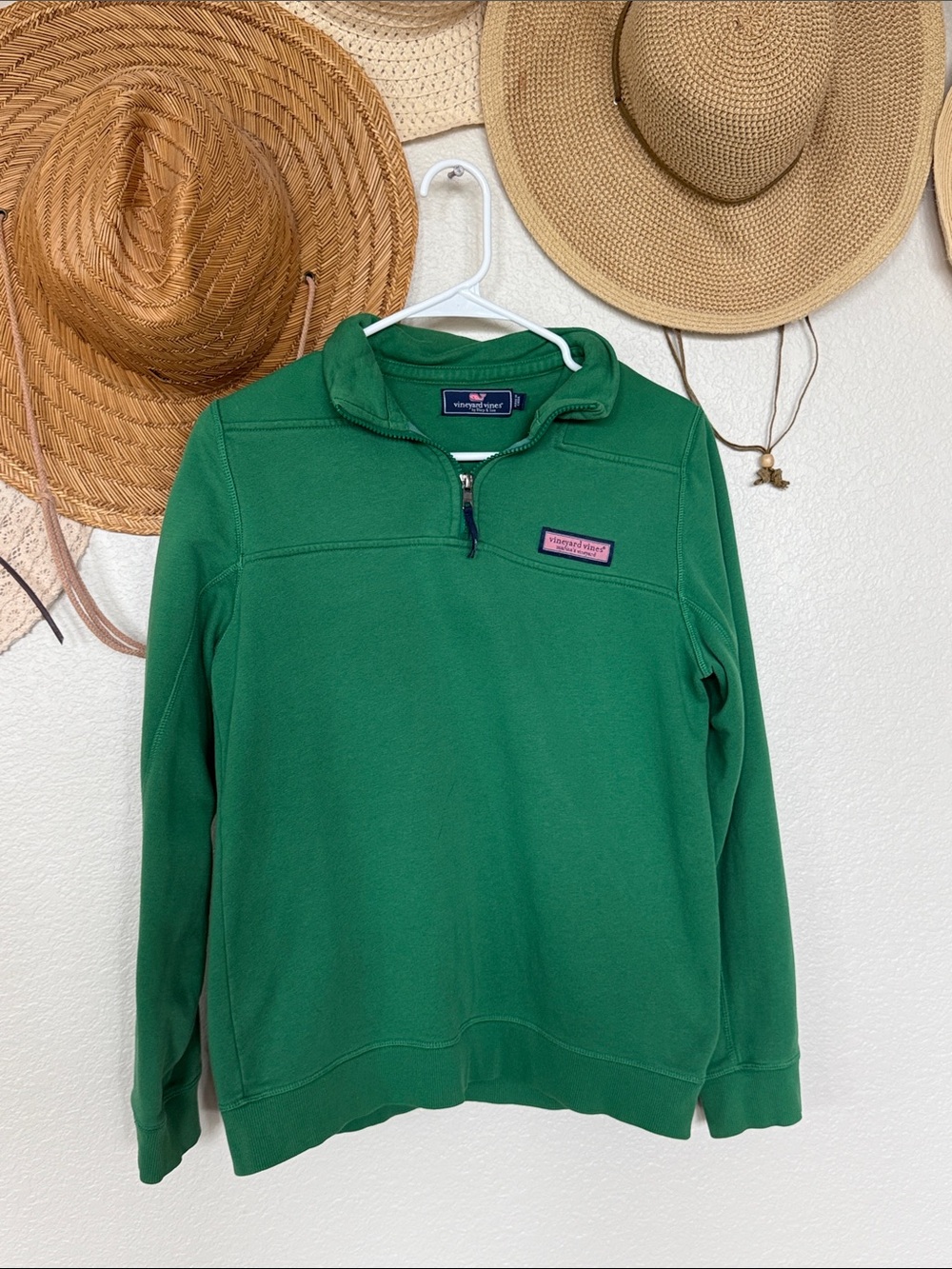 Vineyard Vines Youth Green Shep Shirt 1/4 Zip, Unisex Size Large, 16, EUC